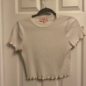Lisa Says Gah Off-White Ribbed Bryn Crop Top - fits like S/M
